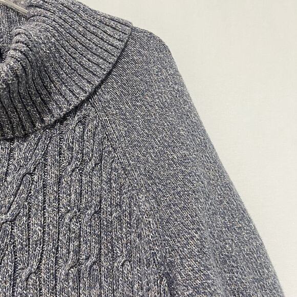 Talbots Chunky Cable Knit Sweater Womens Size XLp Petite Gray Cotton Fisherman - Picture 5 of 12